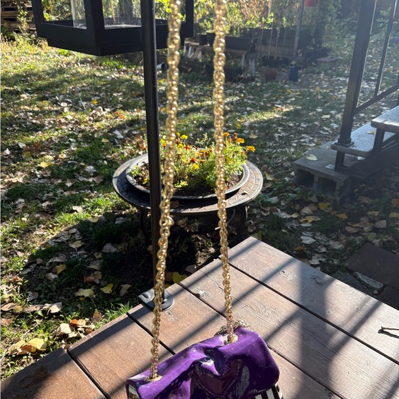 Purple and Black Striped Women's Bag - Picture 5 of 6